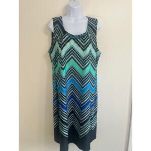 NY Collection Blue & Black Dress Size Large – Elegant and Versatile